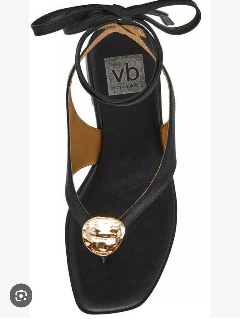 DV by Dolce Vita Black Sandals with Gold Medallion